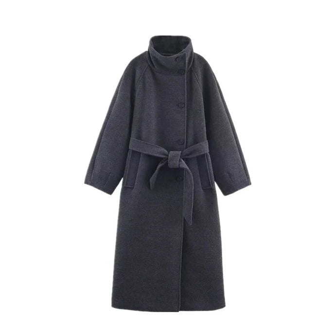 ZEYA - Arielle High Collar Long Belted Coat