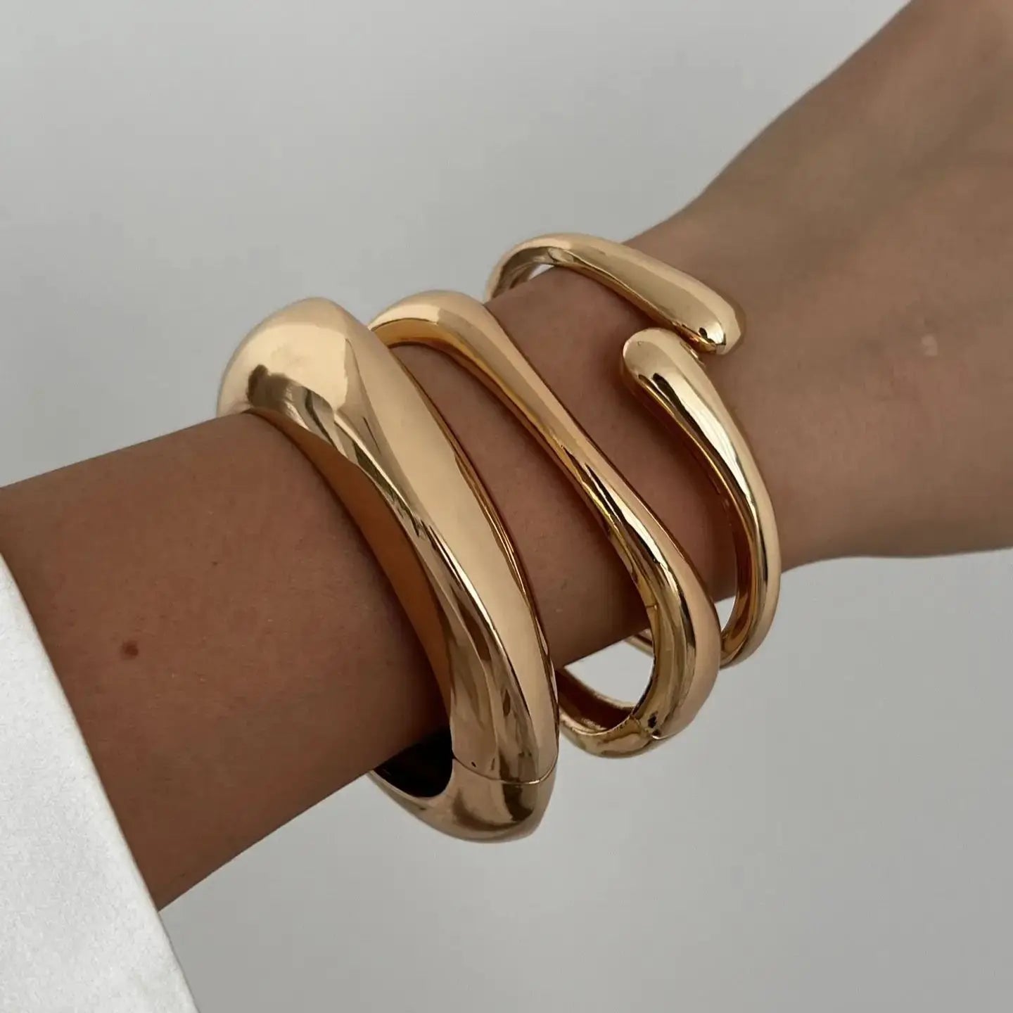 ZEYA - Avenlee Metal Cuff Bangles - Geometric Hip Hop Bracelets for Women