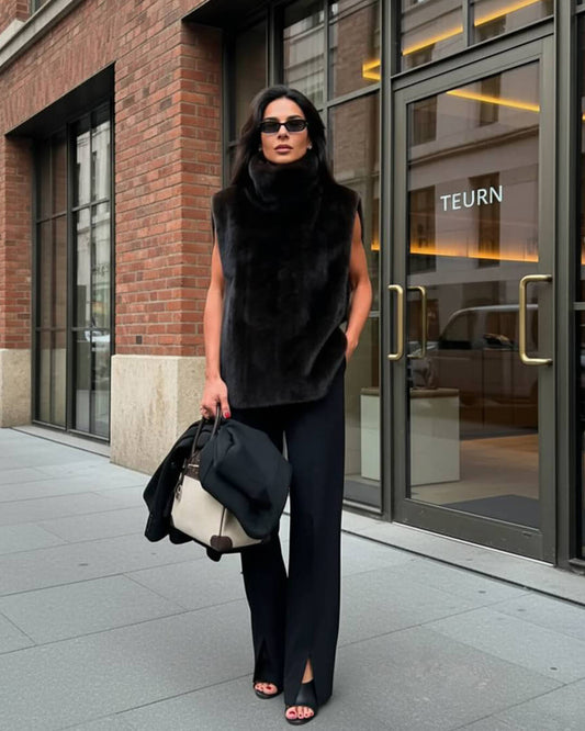 Carina Faux Fur Turtleneck Vest