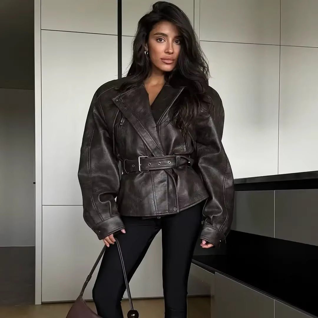 ZEYA - Courtney Belted Leather Jacket