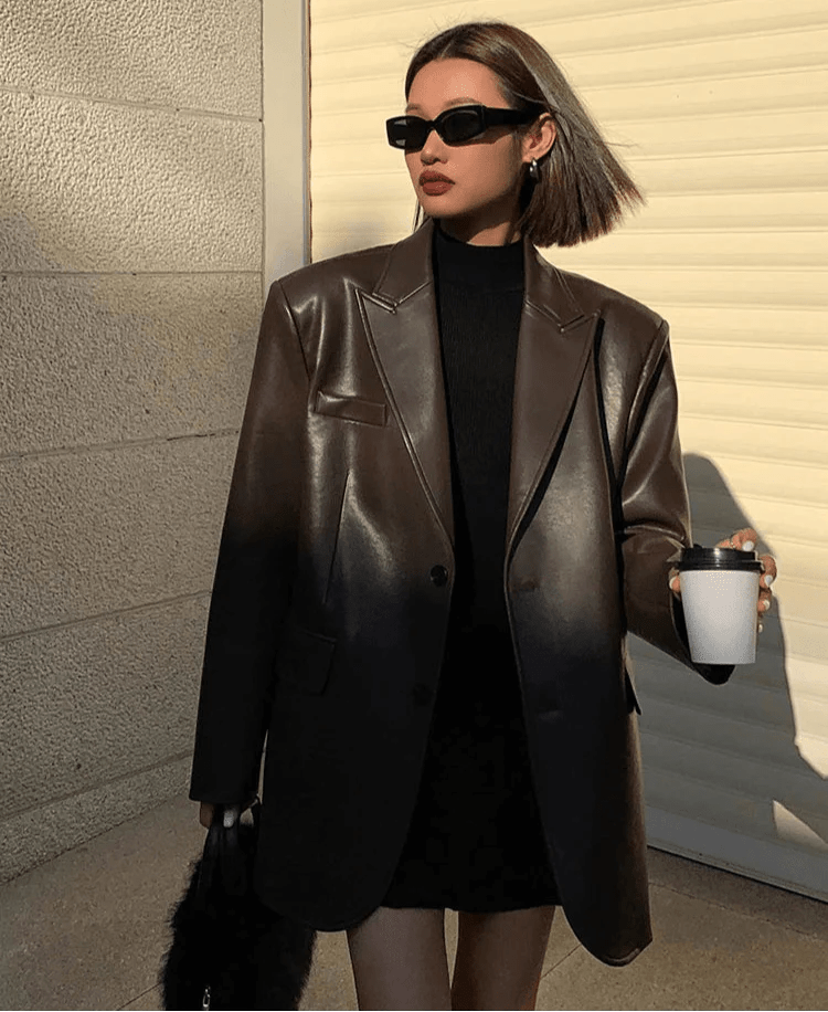 ZEYA - Glaiza Oversized Vegan Leather Blazer