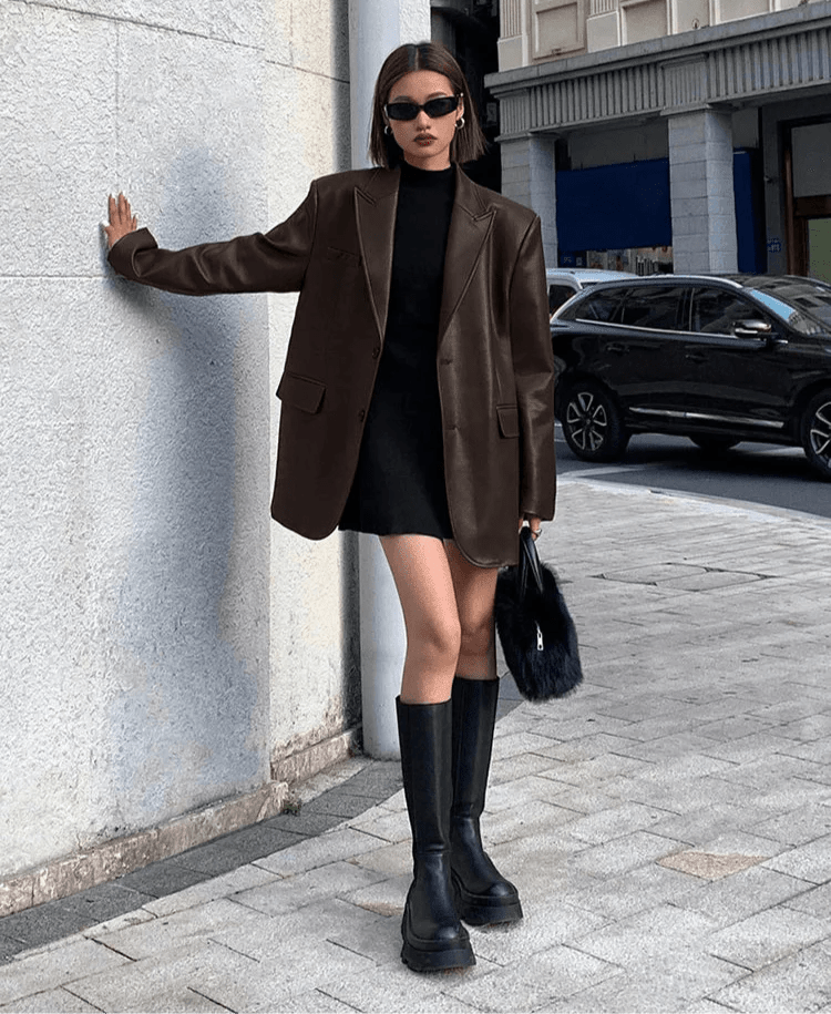 ZEYA - Glaiza Oversized Vegan Leather Blazer
