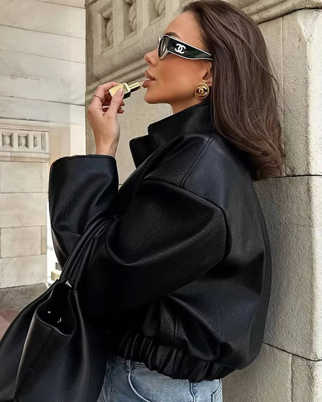 ZEYA - Soria Zip Up Leather Jacket