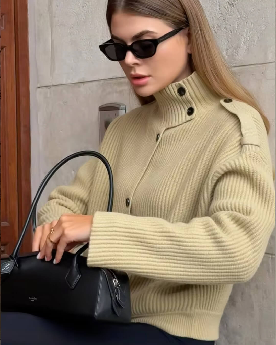 ZEYA - Victoria Stand Collar Knitted Cardigan